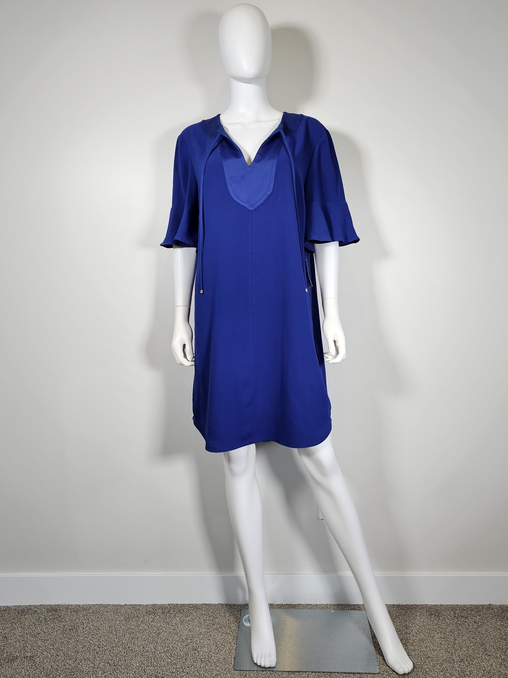 Trina Turk NWT Cobalt Blue V-Neck Short Sleeve Shirt Dress Sz 10